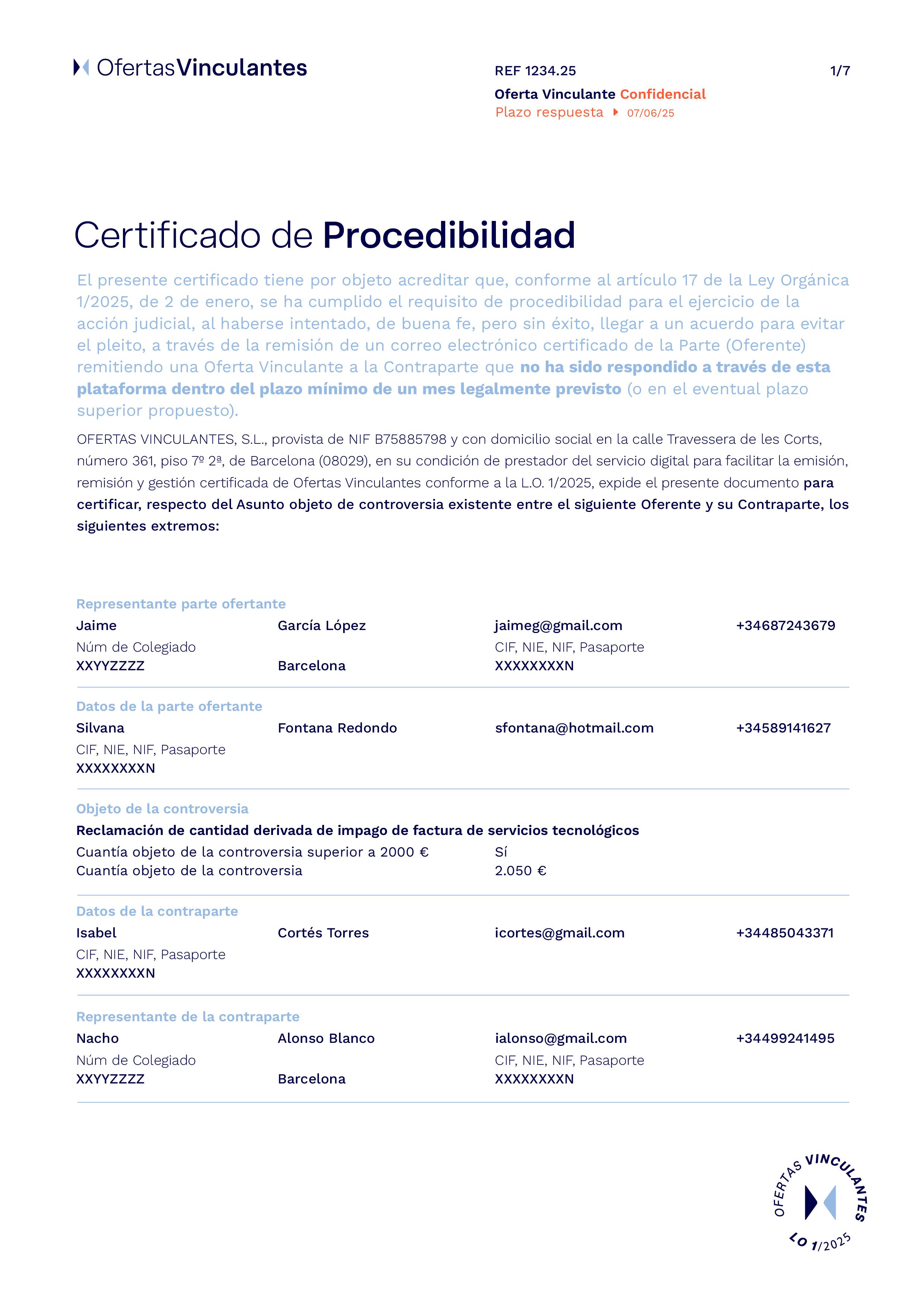Certificado de Procedibilidad